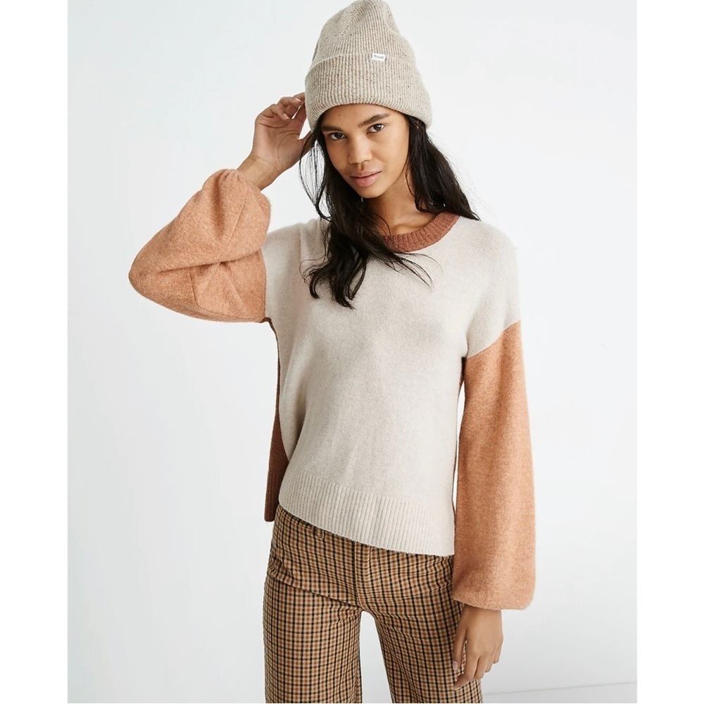 Madewell Payton Pullover Colorblock Wool Alpaca Sweater XS Coziest Yarn